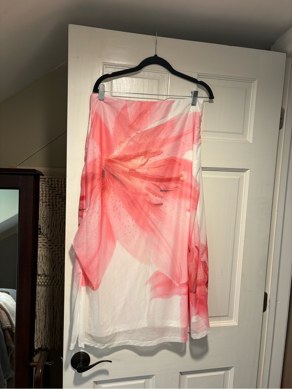 Floral Pink and White Midi Skirt - Lightweight Summer Style